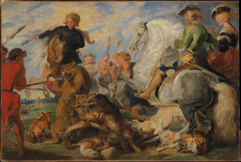 Kopia na podstawie „Polowanie na wilka i lisa” Rubensa - Edwin Henry Landseer