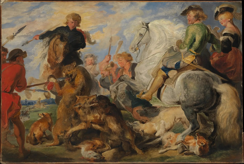 Kopia na podstawie „Polowanie na wilka i lisa” Rubensa - Edwin Henry Landseer