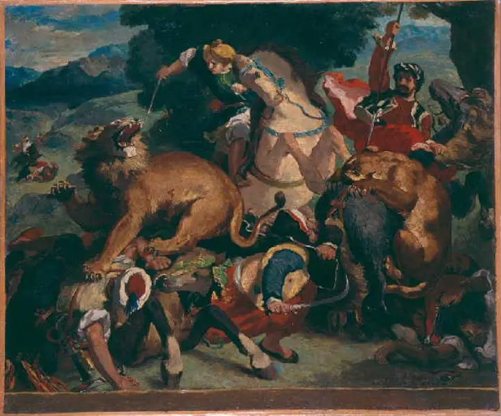 Kopia na podstawie 'Polowanie na lwy' Delacroix - Odilon Redon