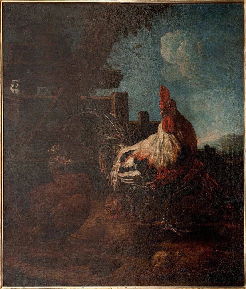 Kogut z kurami i kurczętami - Melchior de Hondecoeter
