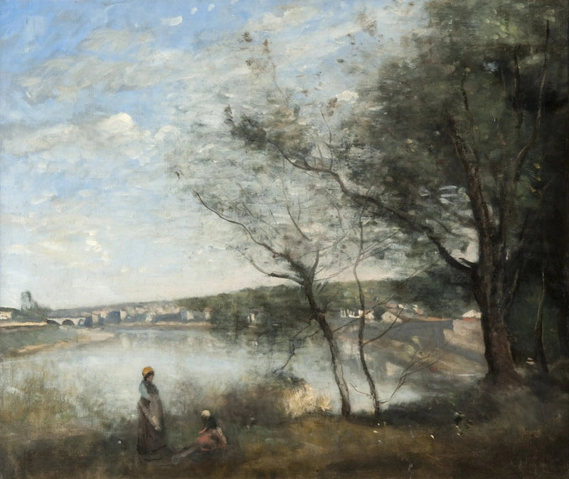 Corbeil z daleka: Za drzewami, rano - Jean-Baptiste Camille Corot
