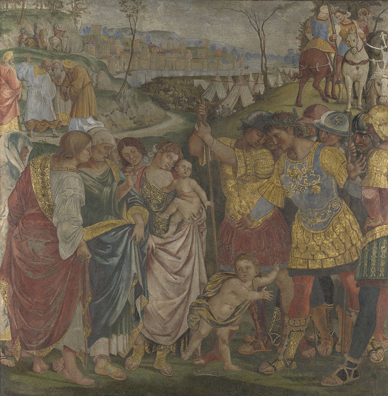 Coriolan, przekonany przez swoją rodzinę do oszczędzania Rzymu - Luca Signorelli