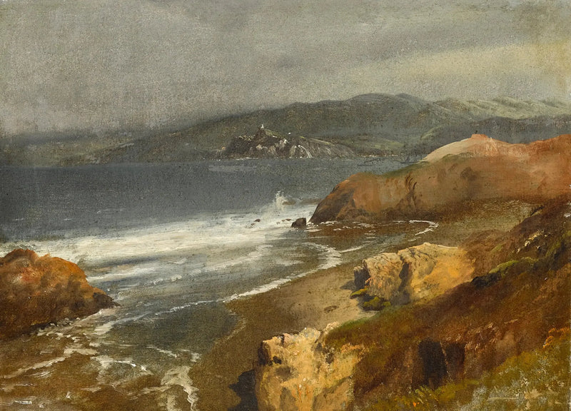 Wybrzeże Pacyfiku, Kalifornia lub widok na latarnię morską Point Bonita - Albert Bierstadt