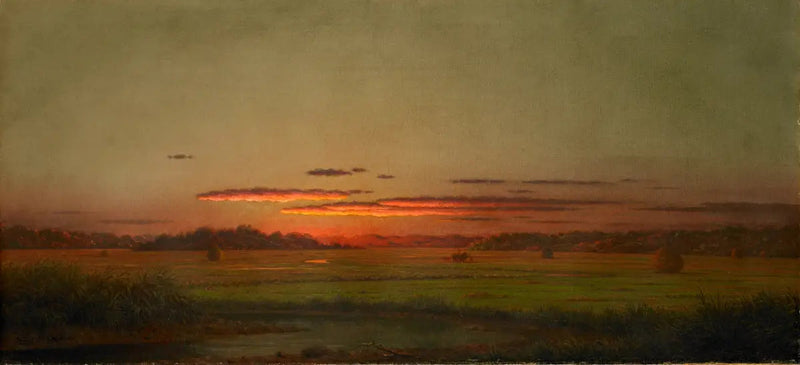 Zachód słońca, wóz z sianem w oddali - Martin Johnson Heade