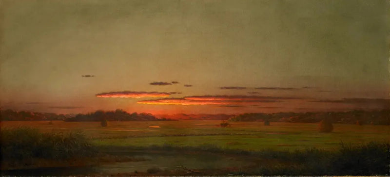 Zachód słońca, wóz z sianem w oddali - Martin Johnson Heade