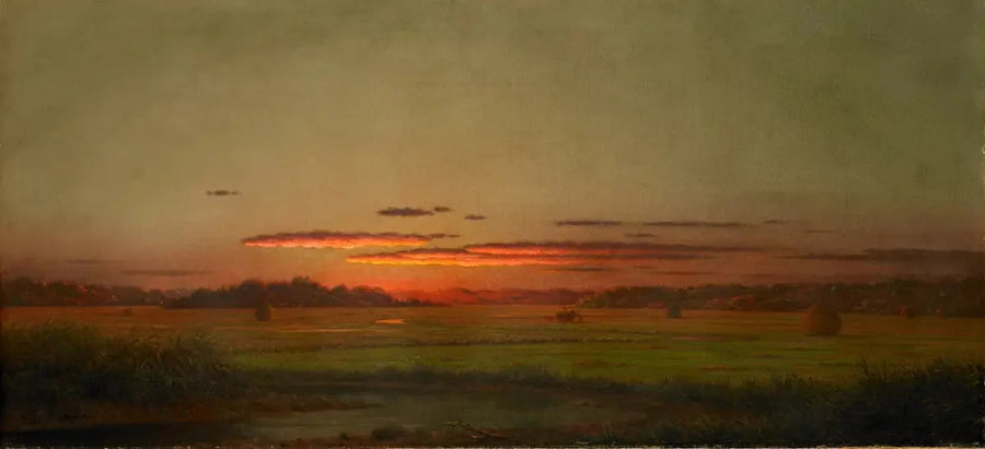 Zachód słońca, wóz z sianem w oddali - Martin Johnson Heade