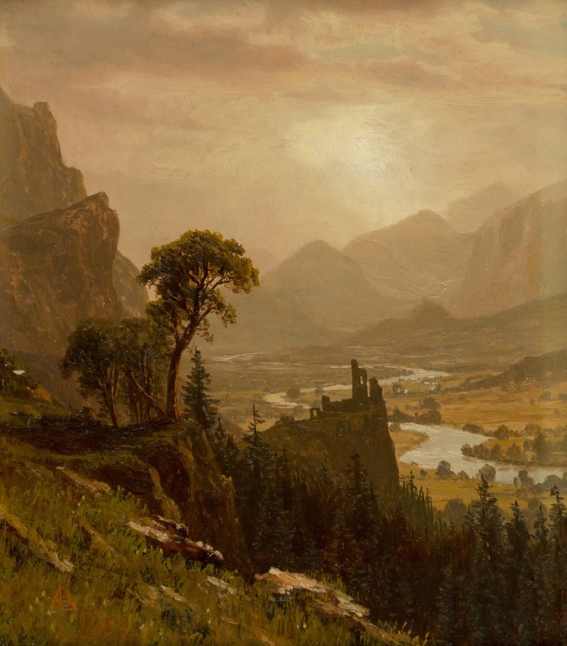 Zachód słońca nad górami - Albert Bierstadt