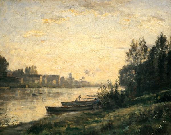 Zachód słońca nad rzeką - Stanislas Lépine