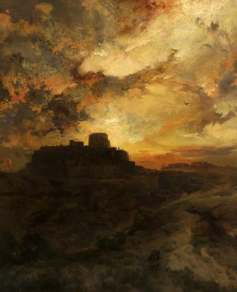 Zachód słońca, Pueblo del Walpe, Arizona - Thomas Moran