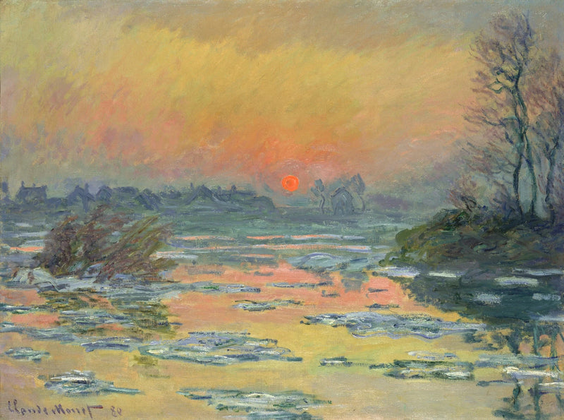 Zachód słońca nad Sekwaną, zima W574 - Claude Monet
