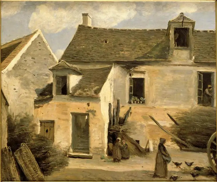 Dziedziniec domu chłopskiego w okolicach Paryża - Jean-Baptiste Camille Corot