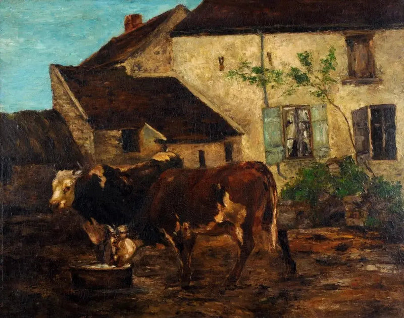 Podwórze na farmie w pobliżu Étretat - Gustave Courbet