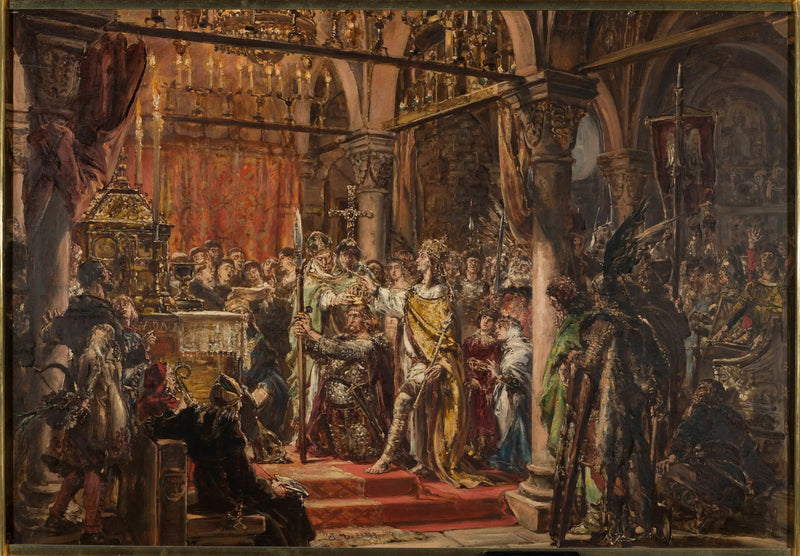 Koronacja pierwszego króla, 1001 po Chr., z serii „Historia cywilizacji w Polsce” - Jan Matejko