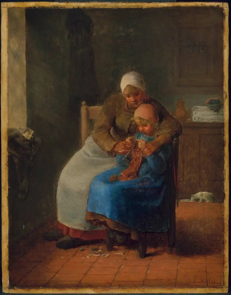 Lekcja dziania na drutach - Jean-François Millet