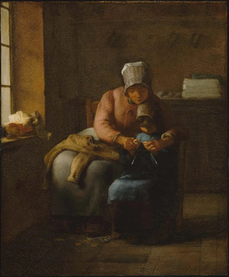 Lekcja dziania na drutach - Jean-François Millet