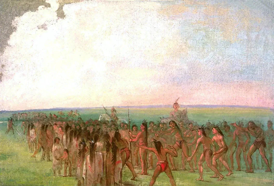 Bieganie za wsią Mandan - George Catlin