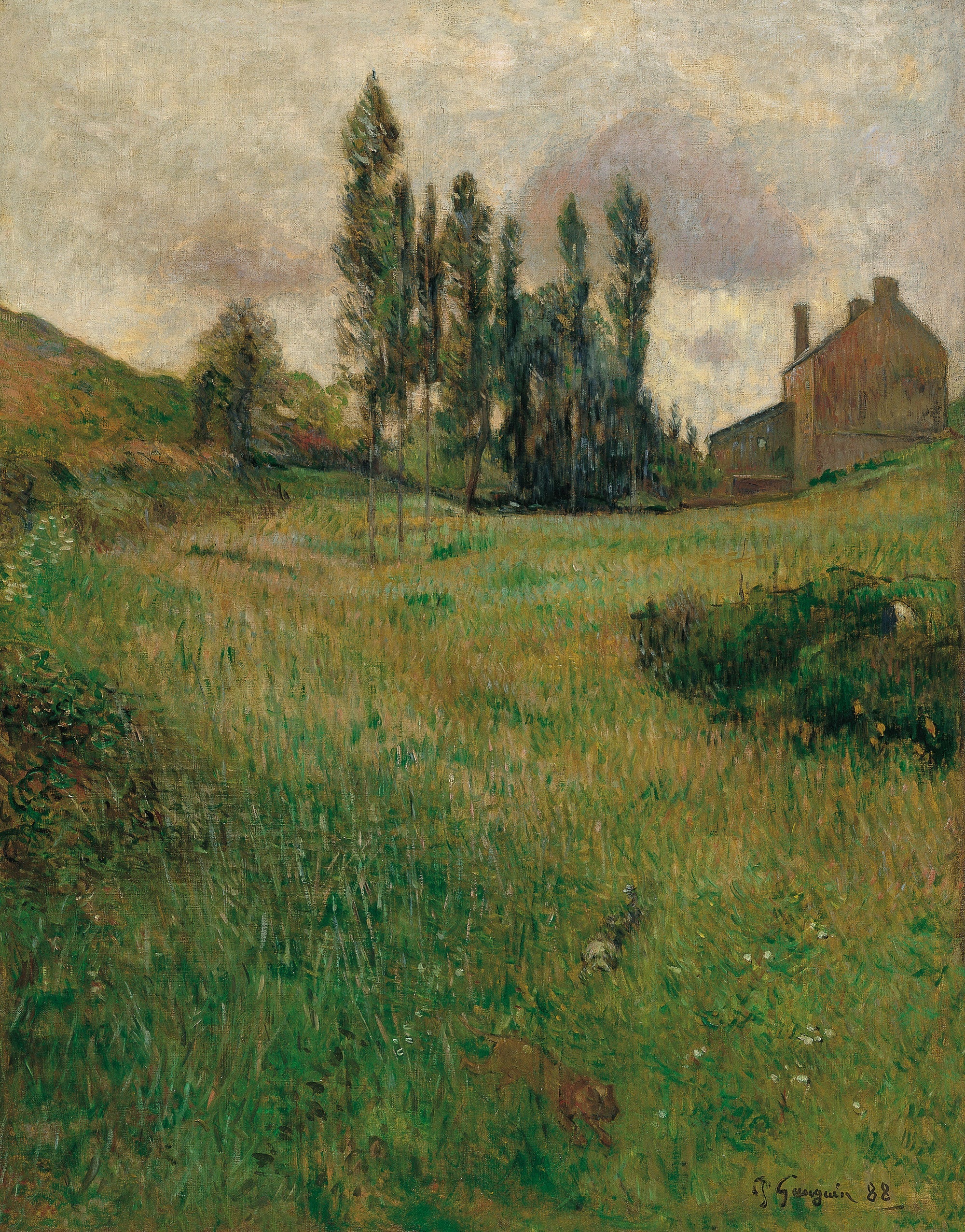 Reproduction du tableau « Course de chiens dans la prairie - Paul Gauguin » par Alpha Reproduction en peinture à l’huile
