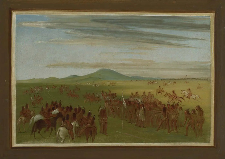 Wyścigi konne na torze za wioską Mandan - George Catlin