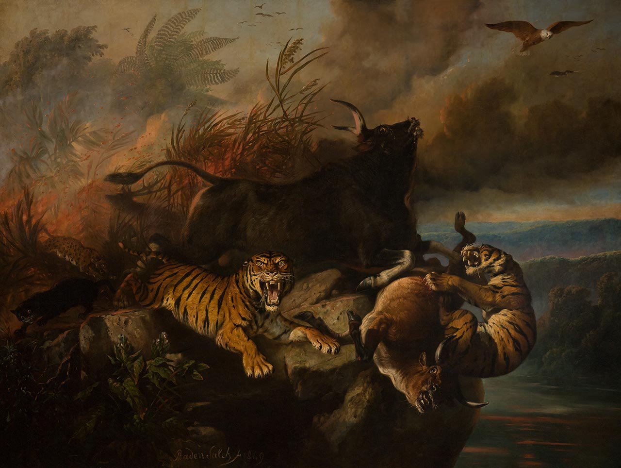 Incendie de forêt, Raden Saleh, 1849