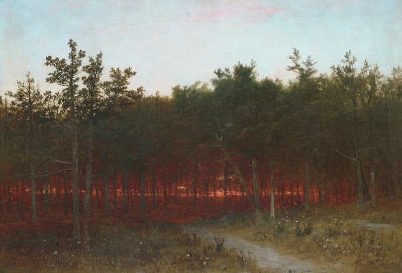 Zmierzch w cedrach w Darien, Connecticut - John Frederick Kensett