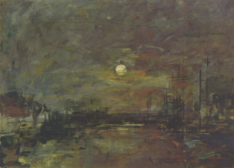 Zmierzch nad basenem handlowym w Hawrze - Eugène Boudin