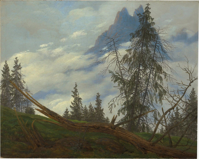 Grzbiet wysokiej góry z chmurami - Caspar David Friedrich