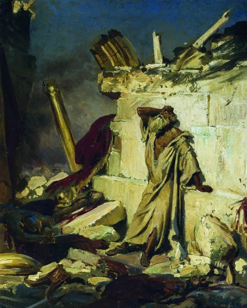 Krzyk proroka Jeremiasza na ruinach Jerozolimy - Ilya Repin
