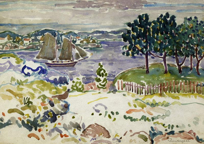 Zatoka z żaglówką, Maine - Maurice Prendergast