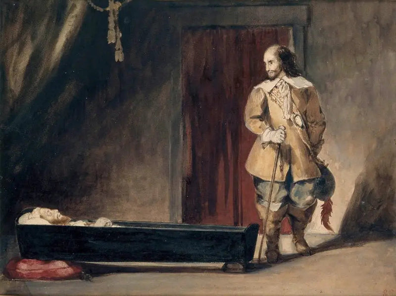 Cromwell przed trumną Karola I - Eugène Delacroix