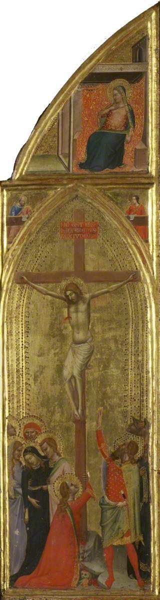 Ukrzyżowanie z dwoma ewangelistami i Matką Bożą Zwiastowania (tryptyk, skrzydło prawe) (przednia strona) - Bernardo Daddi