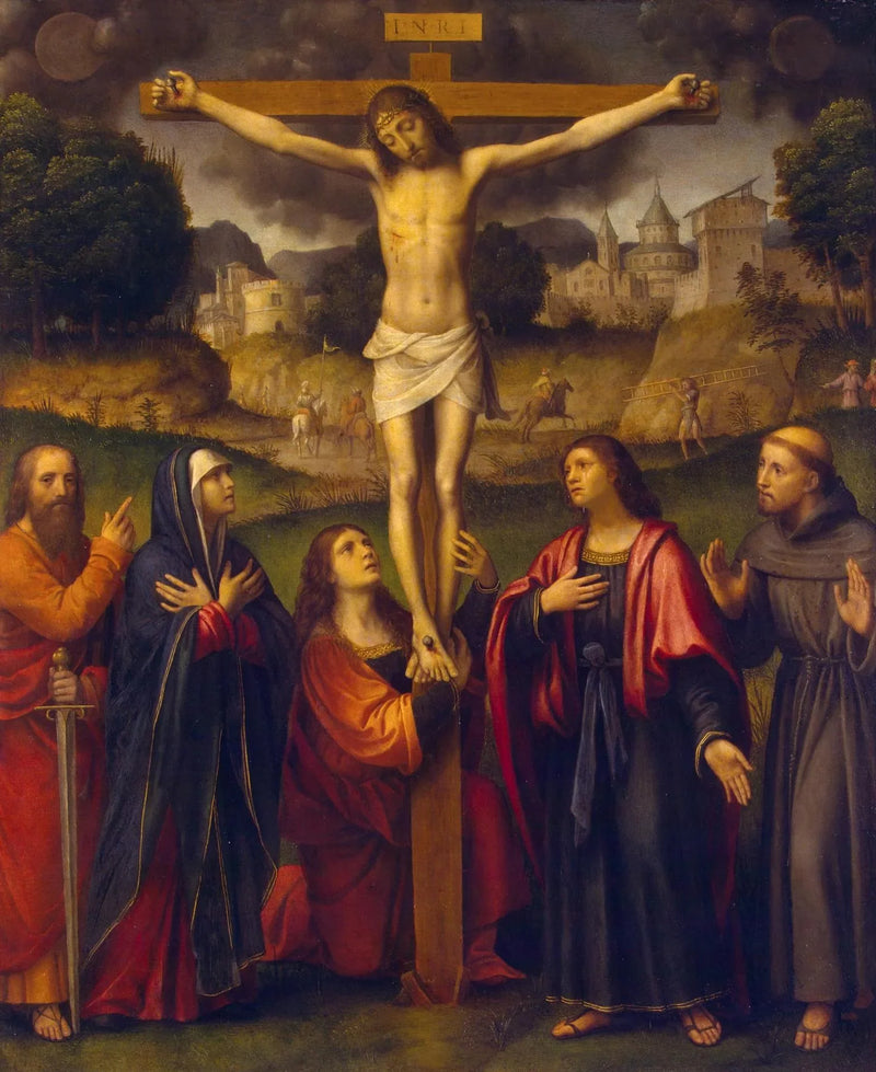 Ukrzyżowanie z Maryją i świętymi Pawłem, Marią Magdaleną, Janem i Franciszkiem - Bernardino Luini