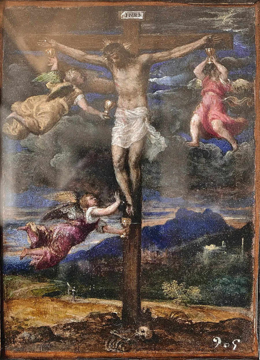 Uk rzyżowania z trzema aniołami - Titian