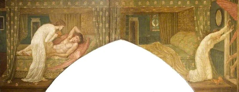 Kupidyn i Psyché - Zielone malowidła ścienne pałacu - Edward Burne-Jones