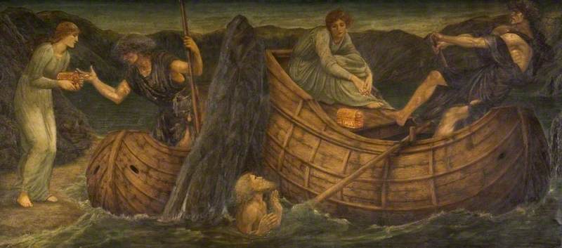 Kupidyn i Psyché - Zielone malowidła ścienne pałacu - Edward Burne-Jones