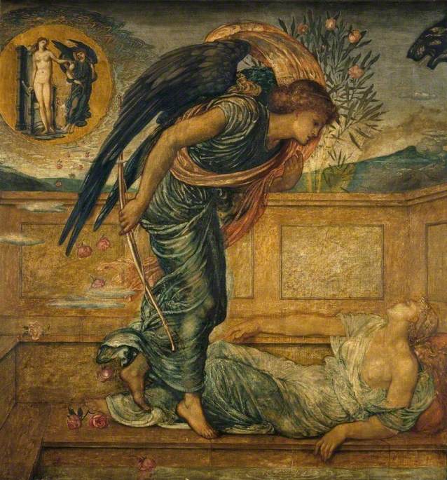 Kupidyn i Psyché - Zielone malowidła ścienne pałacu - Edward Burne-Jones