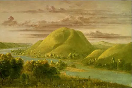 Ciekawe skaliste klify porośnięte trawą, rzeka Saint-Pierre - George Catlin