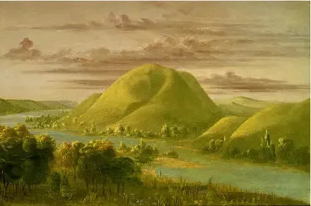 Ciekawe skaliste klify porośnięte trawą, rzeka Saint-Pierre - George Catlin