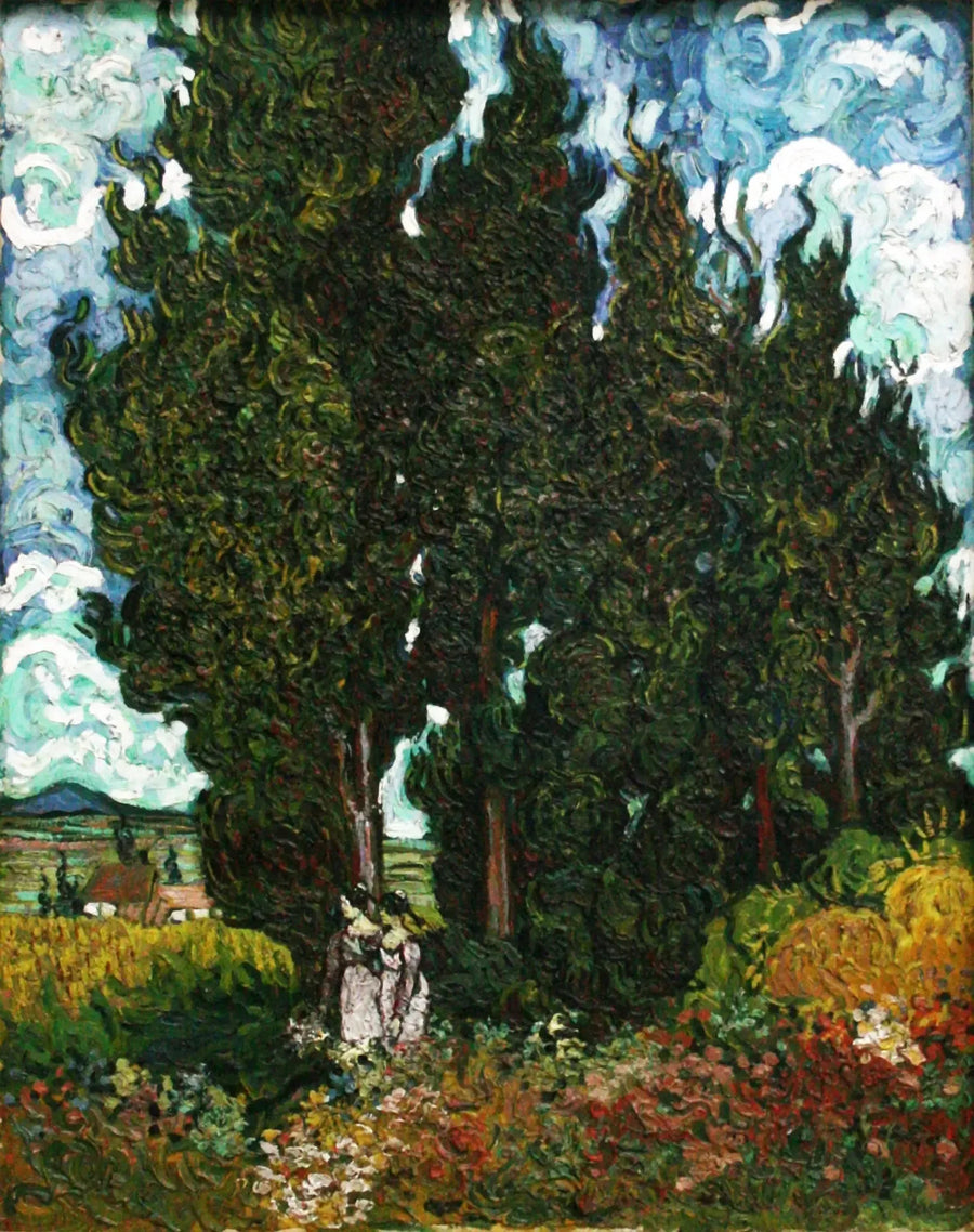 Cyprysy z dwiema postaciami - Vincent van Gogh