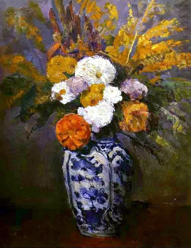Dalie w dużym wazonie z Delft - Paul Cézanne