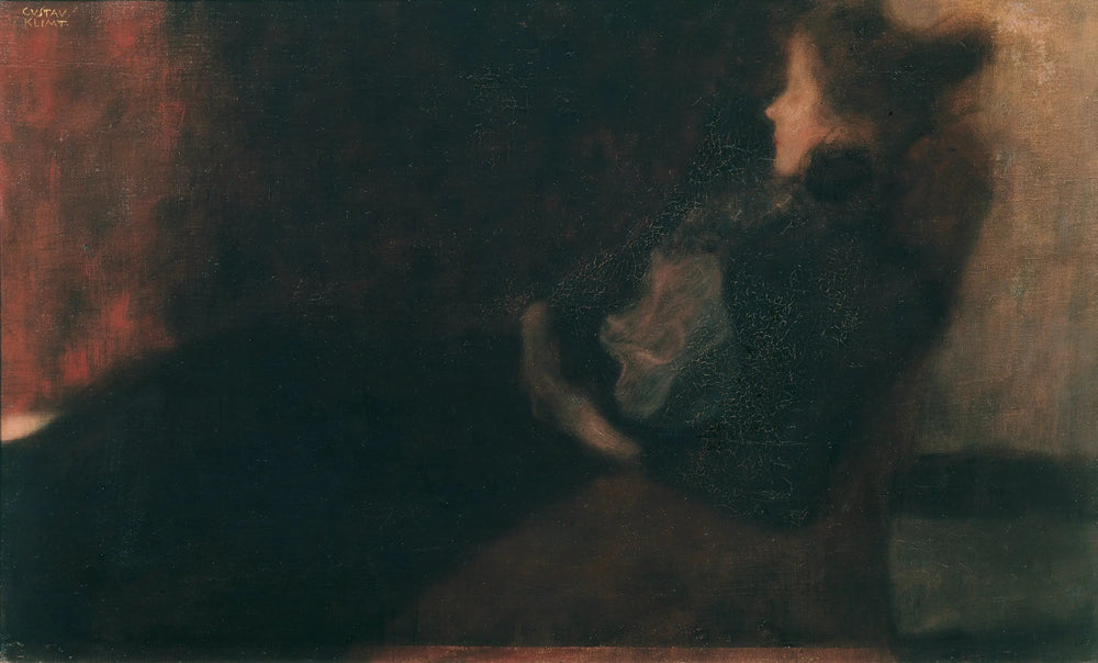 Reproduction du tableau « Dame au coin du feu (Dame am Kamin) - Gustav Klimt » par Alpha Reproduction en peinture à l’huile