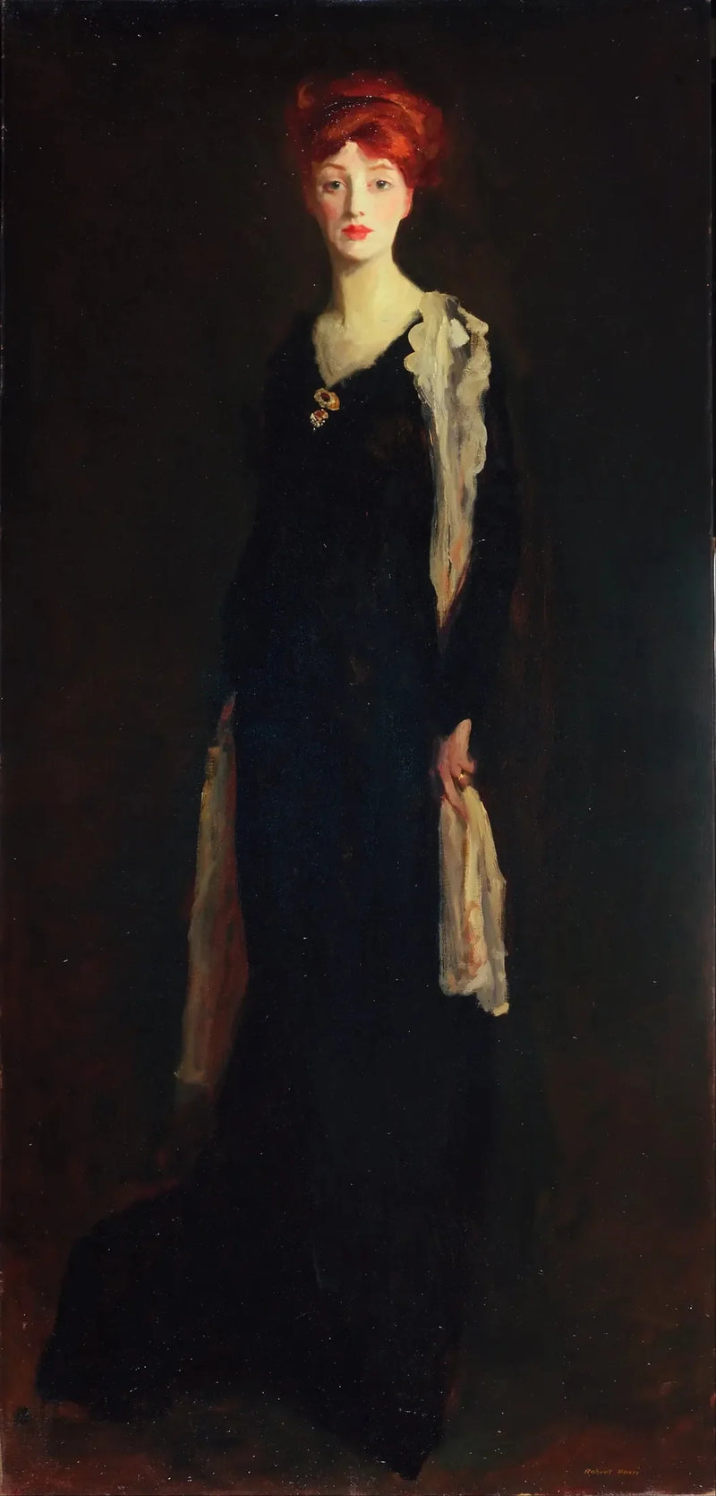 Dama w czerni z hiszpańskim szalikiem (O w czerni z szalikiem) - Robert Henri