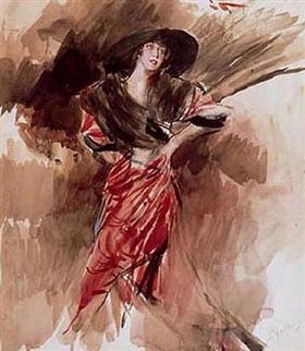 Dame en robe rouge - Giovanni Boldini image 1 reproduction réalisée par Alpha Reproduction