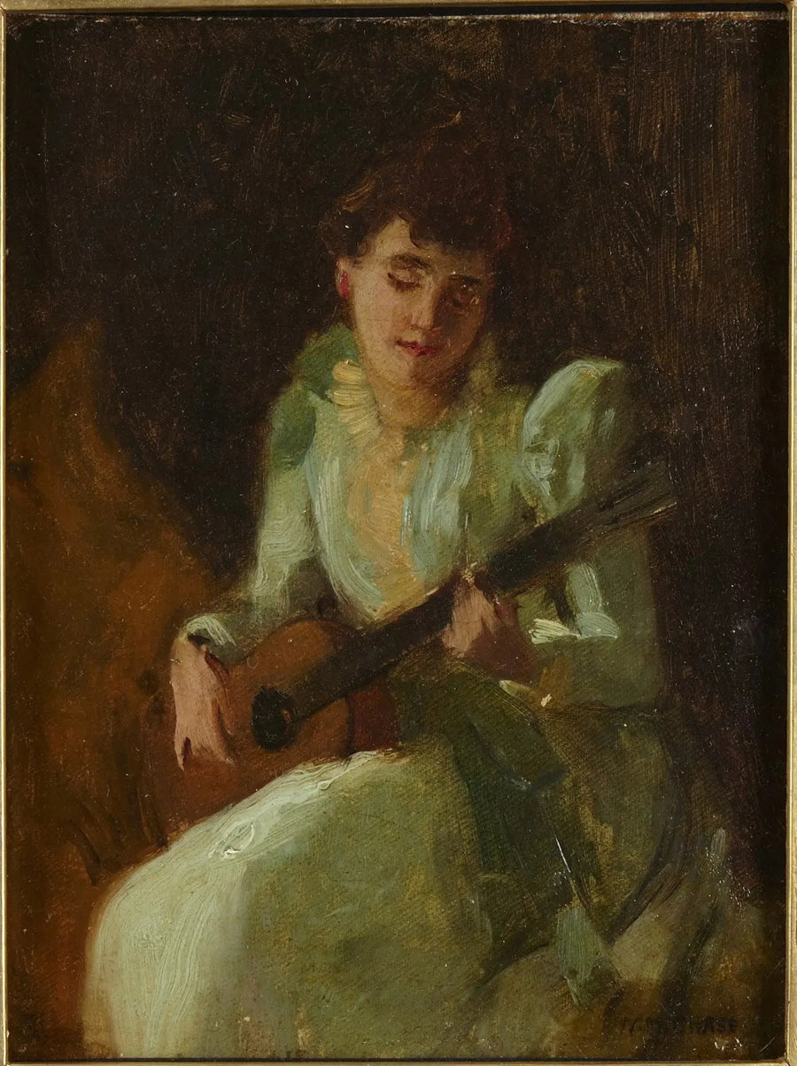 Dama grająca na gitarze - William Merritt Chase