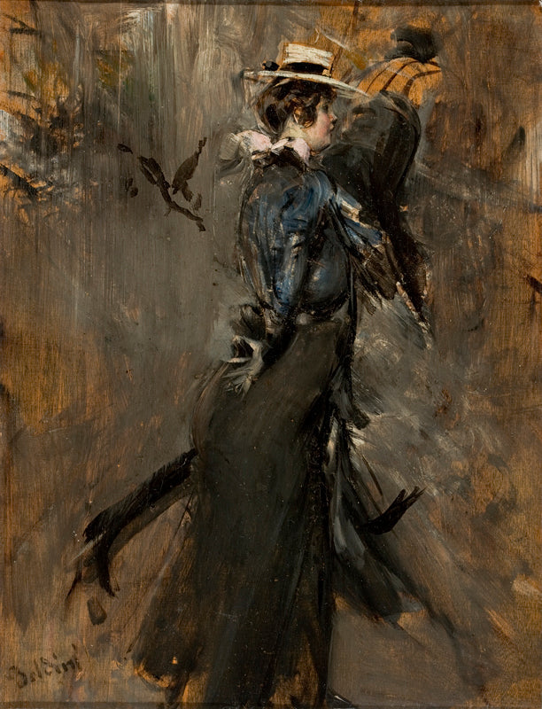Dama w kapeluszu słomkowym (Poranna przechadzka) - Giovanni Boldini