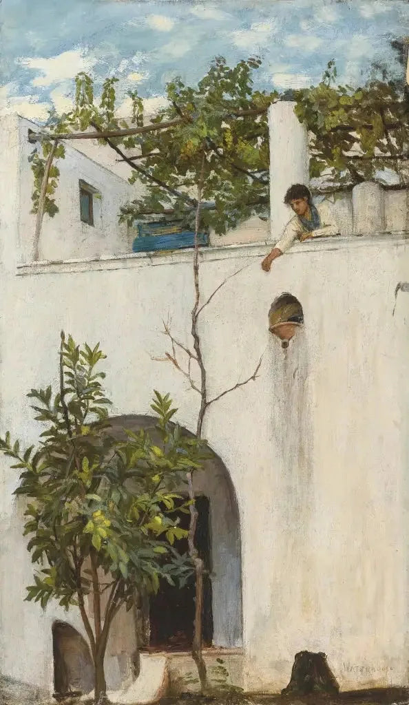 Dama na balkonie, Capri - John William Waterhouse