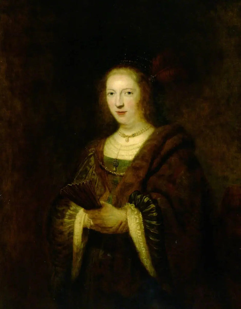 Dama trzymająca wachlarz - Rembrandt