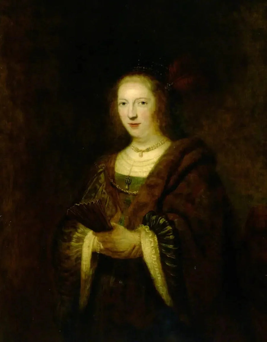 Dama trzymająca wachlarz - Rembrandt
