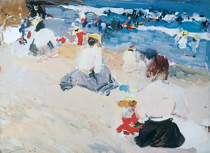 Damy na plaży - Joaquín Sorolla