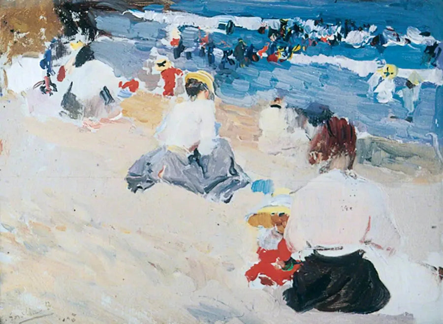 Damy na plaży - Joaquín Sorolla