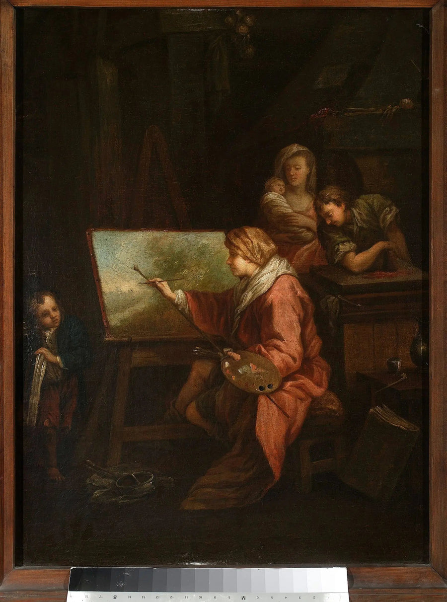 W pracowni malarza („Malarz pejzażu” lub „Malarz przy sztaludze”) - François Boucher